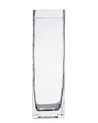 Square Clear Glass Vase 10"H (3"x3")