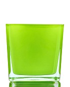 Lime Green Square Glass Vase 4.75"H