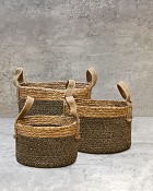 Hand Woven Basket (Set of Three) 9"-12"D