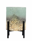Sea-green Metallic Etched Glass with Stand 7.5"H
