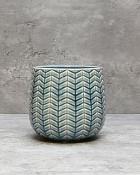 Chevron Pattern Planter Blue 5"H