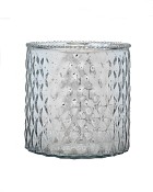 Round Silver Glass Vase 6"H