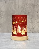 Santa Sleigh Lantern - Red 6.5"H