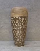 Brown/Gold Decorative Tapered Vase 17"H