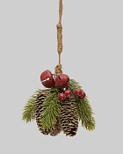 Pinecones Frosted with Bell 11.5"