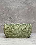 Oval Scallop Planter Green 3.75"H