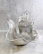 Metal Flame Bowl - Silver 12"H