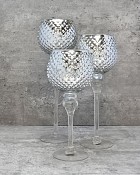 Silver Glass Candle Holder Set  