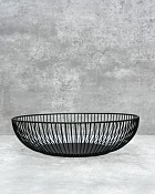 Linear Ribbed Black Metal Bowl 11"D