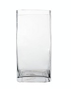Square Clear Glass Vase 10"H (5"x5")