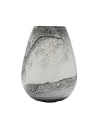 Marbled Black Swirl Glass Vase 9"H