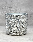 Floral Mosaic Container - Blue/White 4.5"H