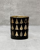 Christmas Tree Tealight - Black/Gold 3"H