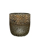 Textured Smoke Metallic Lustre Glass 3"H