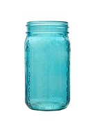 Glass Mason Jar - Teal 6.5"H