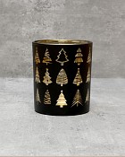 Christmas Tree Tealight - Black/Gold 4"H