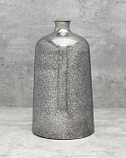 Distressed Silver Bottle Vase 12"H
