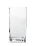 Rectangular Clear Glass Vase 10"H