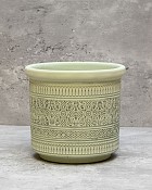 Embossed Band Planter Green 5"H