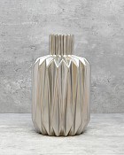 Silver Pleated Bottle Vase 10"H