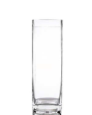 Square Clear Glass Vase 12"H