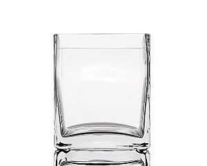 Square Clear Glass Vase 5"H (4"x4")