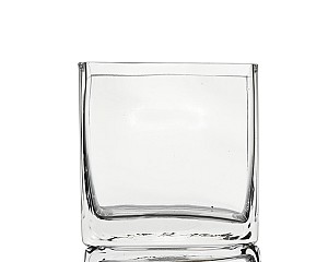 Rectangular Clear Glass Vase 5"H