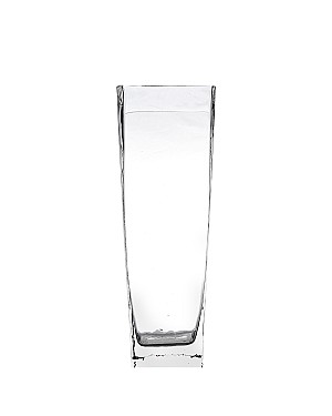 Square Tapered Clear Glass Vase 14"H