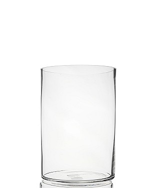 Cylinder Clear Glass Vase 7"H