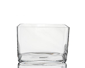 Rectangular Clear Glass Vase 7"H (9.5"L x 5"W)