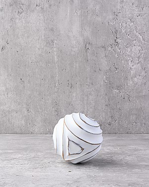 White Wash Patterned Decorative Ball 3.25"D