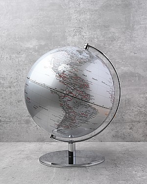 World Globe - Silver 12"H