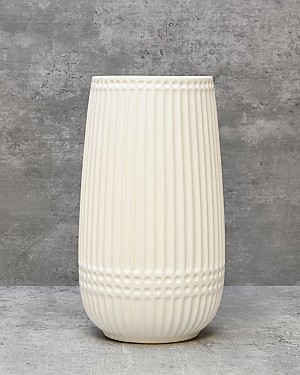 Matte White Ribbed 9.5&quot;H