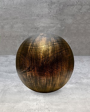 Woodgrain Sphere Vase 10&quot;H