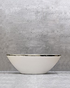 Silver Trim Elongated Bowl 15.5&quot;L