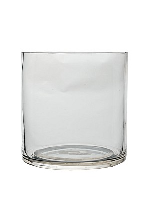 Cylinder Clear Glass Vase 6"H