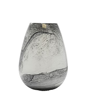 Marbled Black Swirl Glass Vase 9&quot;H