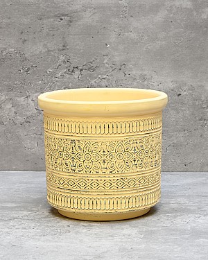 Embossed Band Planter Yellow 5&quot;H