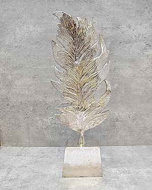 Feathered Leaf Aluminum Decor Sculpture 17&quot;H