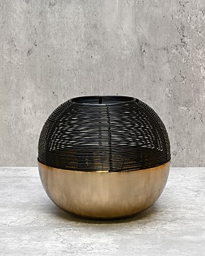 Wire Top Brushed Gold Ball Tealight 7"D