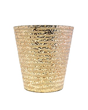 Line Etched Gold Lustre Tapered Glass Vase 7"H