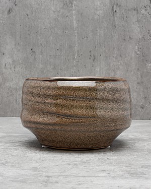 Brown Ceramic Container 4&quot;H