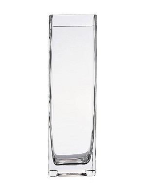Square Clear Glass Vase 10"H (3"x3")