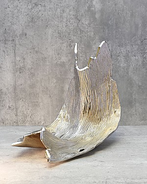 Decorative Metal Sculpture Silver Finish 15&quot;H