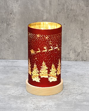 Santa Sleigh Lantern - Red 8&quot;H
