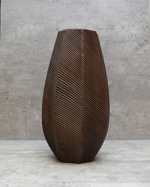 Carved Line Scalloped Vase 13.5&quot;H