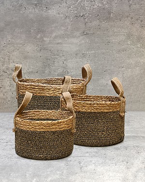 Hand Woven Basket (Set of Three) 9&quot;-12&quot;D
