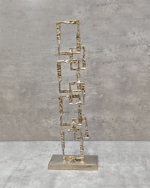 Stacked Square Link Aluminum Decorative Sculpture 21.5&quot;H