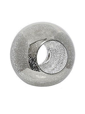 Silver Open Glass Orb 7&quot;D