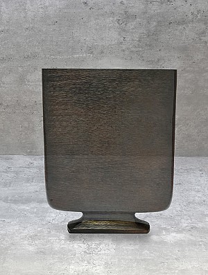Etched Flat Vase - Bronze Finish 10&quot;H